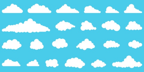 Cloud icon set. Flat style. Vector illustration.
