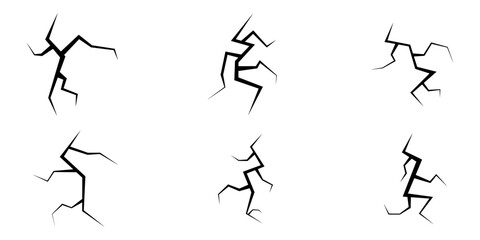 Earthquake effect set. Ground cracks element.