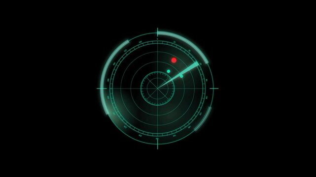 Radar screen animation, Green color moving radar HUD