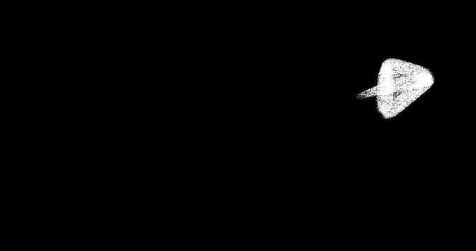 Hand-Drawn White Curved Animated Arrow on a Transparent Background. Alpha channel. Pencil, chalk inscription. 4K. Frame by frame animation.