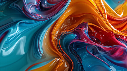 Obraz premium abstract colorful wavy layered paper background, colorful abstract psychedelic liquid and fluid background pattern, Abstract colorful background, Rainbow blurred texture, bright Abstract watercolor