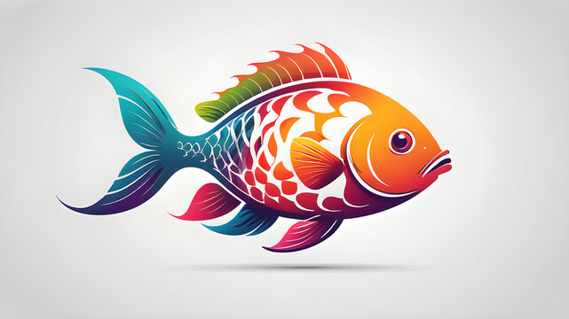 Colorful fish logo design on white background. Generative AI