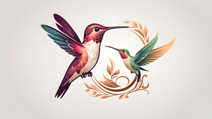 Obraz premium Delicate hummingbird logo design on white background. Generative AI