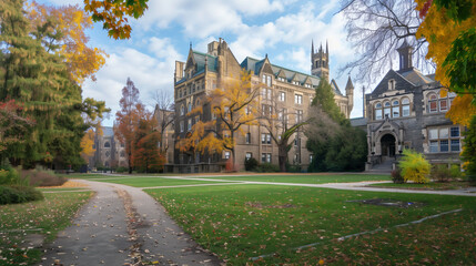 Naklejka premium University campus with historic buildings