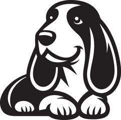 Basset hound vector icon isolated on a white background. Basset hound logo illustration.