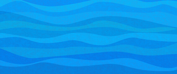 Blue watercolor waves texture background. Ocean abstract waves vector lines wallpaper. Blue sea illustration for background. Striped background with watercolor texture.