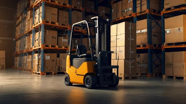 forklift in warehouse