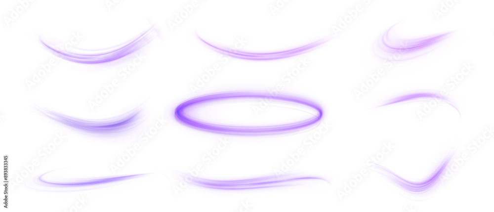 Poster set of purple bright swirl on a white background, glowing spiral line effect. for web design and gam