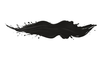 Black ink brush stroke, Black brush splashes isolated on transparent png