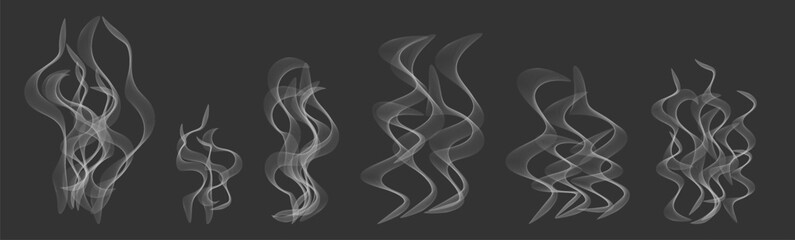 effect white smoke steam overlay on transparent background. vector illustration