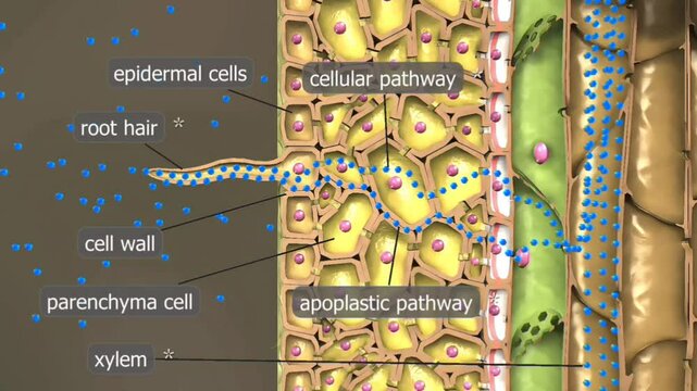 Absorption of water and minerals through plant root