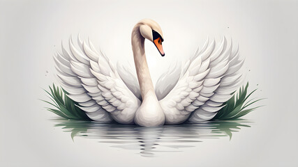 Obraz premium Serene swan logo design on white background. Generative AI