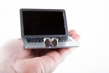 image of computer hand white background
