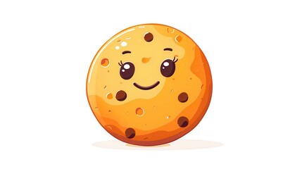 Obraz premium Cute cookie with big smile, cartoon, illustration on a white background