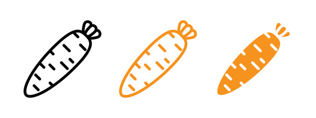 carrot icon flat editable icon mark set. 