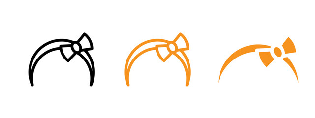 Hair Band icon flat editable icon mark set. 