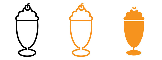 Milk Shake icon flat editable icon mark set. 
