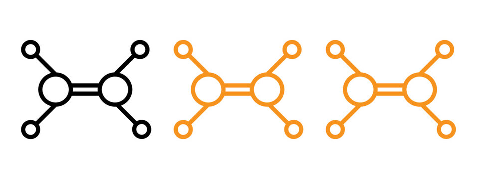 Ethylene molecule icon flat editable icon mark set. 