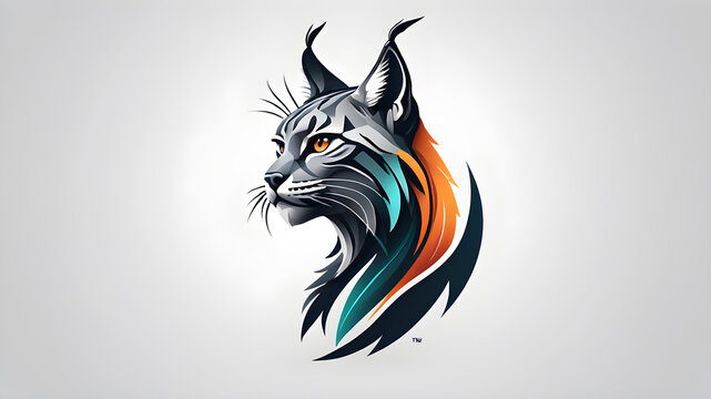 Sleek lynx logo design on white background. Generative AI
