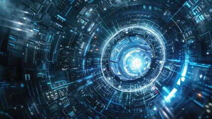 Fototapeta premium Abstract flying dragons on dark blue background. Artificial intelligence, neural networks