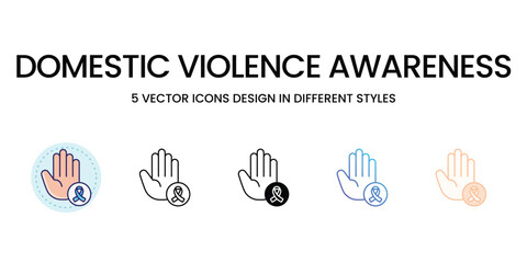 Domestic Violence Awareness Icons set in different style vector icon stock illustration