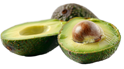 [Transparent Background PNG]Fresh Ripe Avocado Halves Close Up