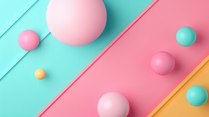 Geometric 3D shapes in classic retro hues, forming a stylish abstract background