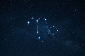 Zodiac sign Capricorn on the night starry sky with stars. Astrology, concept