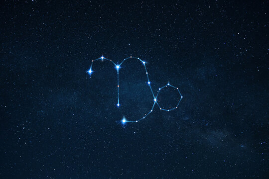 Zodiac sign Capricorn on the night starry sky with stars. Astrology, concept
