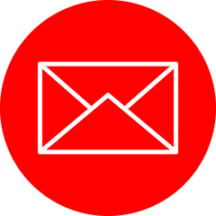 Email Vector Line White Circle Red