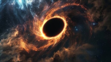 Black hole set against the backdrop of a galaxy