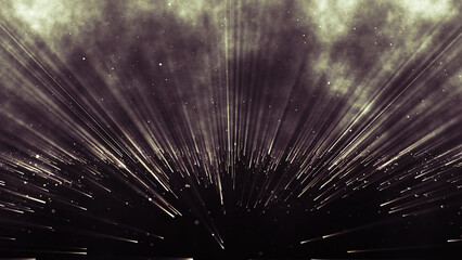 Obraz premium Abstract black and white led background with rays and motion dots. Abstract background with light rays and glowing particles. Animation of geometric design element. 3D rendering. 4K