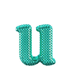 Turquoise ribbed symbol. letter u