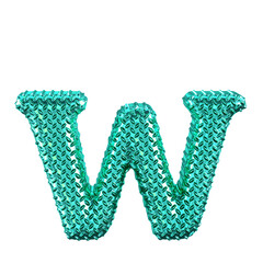 Turquoise ribbed symbol. letter w