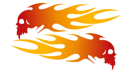 Skull flames design for racing cars or motorcycles, flames livery for classic vehicles 