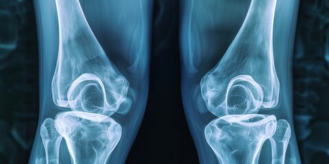 Detailed X-ray Image of Human Knee Joints in Medical Diagnostic Setting 