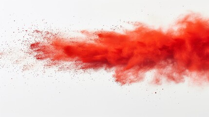 Vibrant red powder explosion against a pure white backdrop