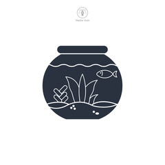Fishbowl or Aquarium icon symbol vector illustration isolated on white background