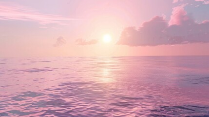 Obraz premium Pastel Pink Gradient Ocean Sunset Background