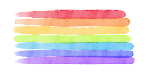 Watercolor brushstrokes forming rainbow palette isolated with transparency