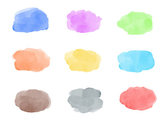 Watercolor blob marks in various colors isolated with transparency