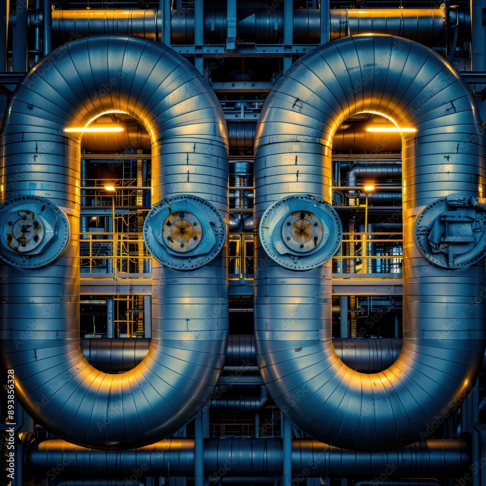 Canvas Prints Industrial pipes and valves. AI.