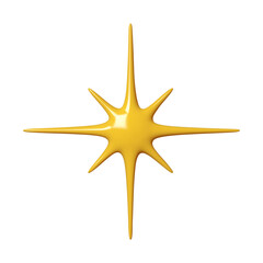 3D glossy Yellow star of shape isolated on white background. Realistic 3d design cartoon style. Vector illustration