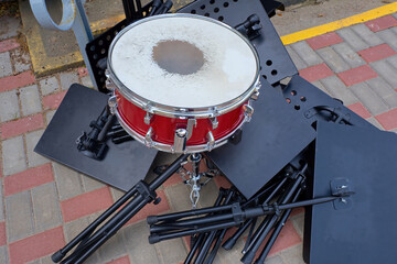 Top view of the drum. Musical concept.