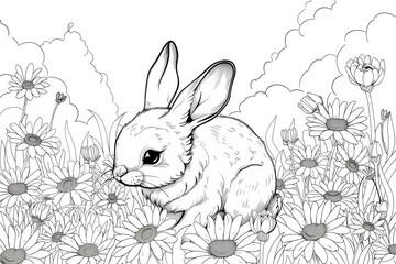 Cute Bunny colouring book art