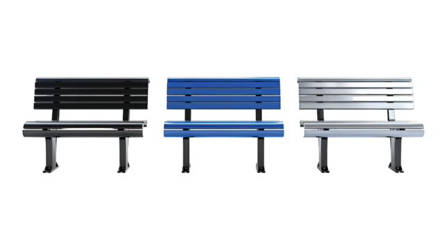 Collection Of Mixed Office Benches Black Grey And Blue For Waiting Areas And Brochures isolated on transparent background. Generative ai
