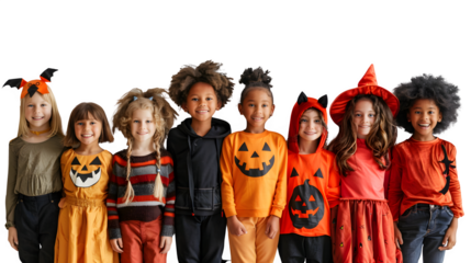 Friends Dressed Up for Halloween Party, Fun and Festive Group Costumes, Exciting and Spooky Holiday Celebration, png file, isolated on white