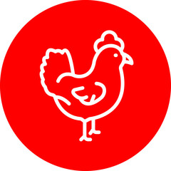 Chicken Vector Line White Circle Red