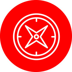 Obraz premium Compass Vector Line White Circle Red