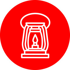 Gas Lamp Vector Line White Circle Red